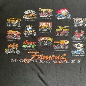 Vintage Men’s XL  Famous Motorcycles Black Tee Shirt by American Tradition